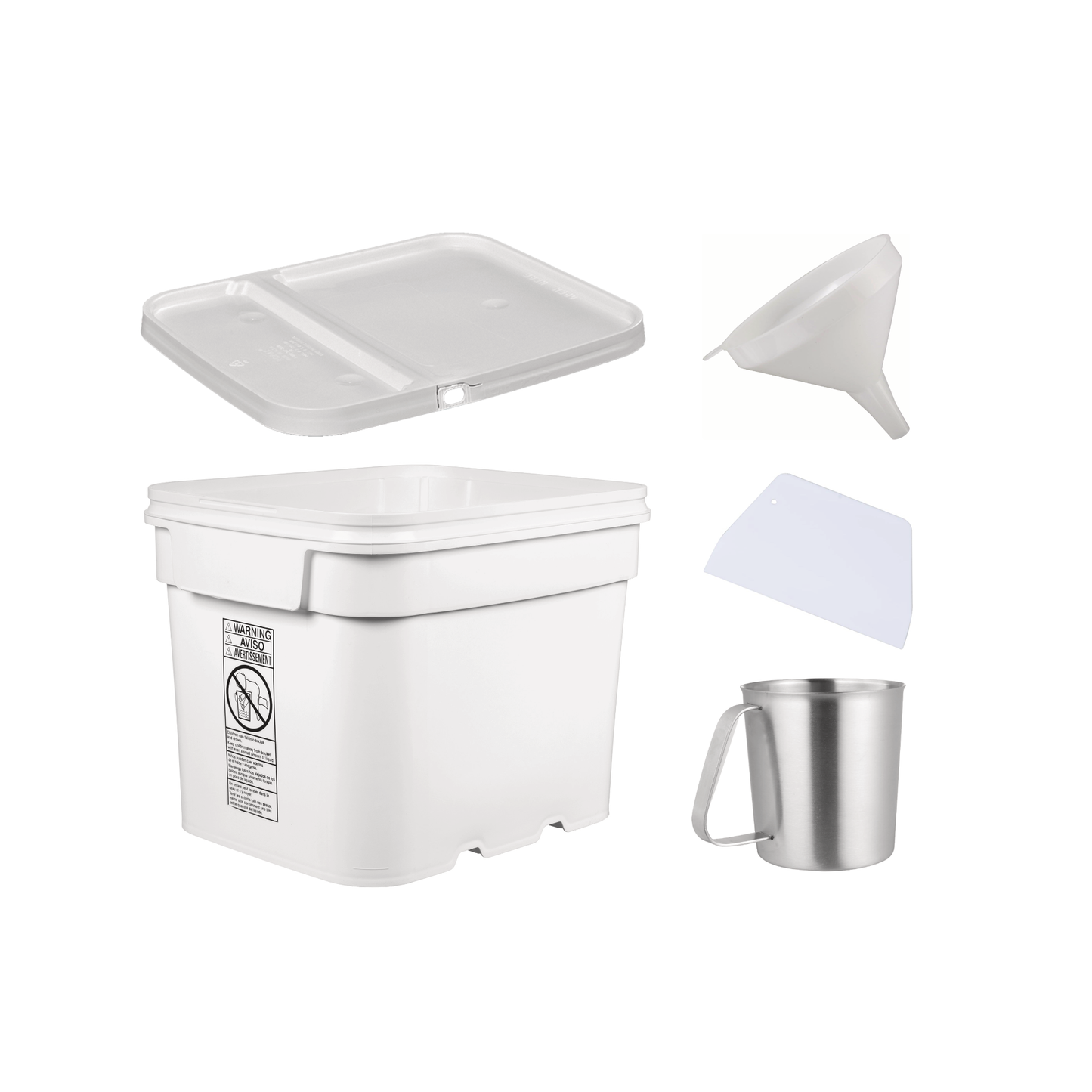 Sugar Bin, Scoop, Funnel, and Leveler
