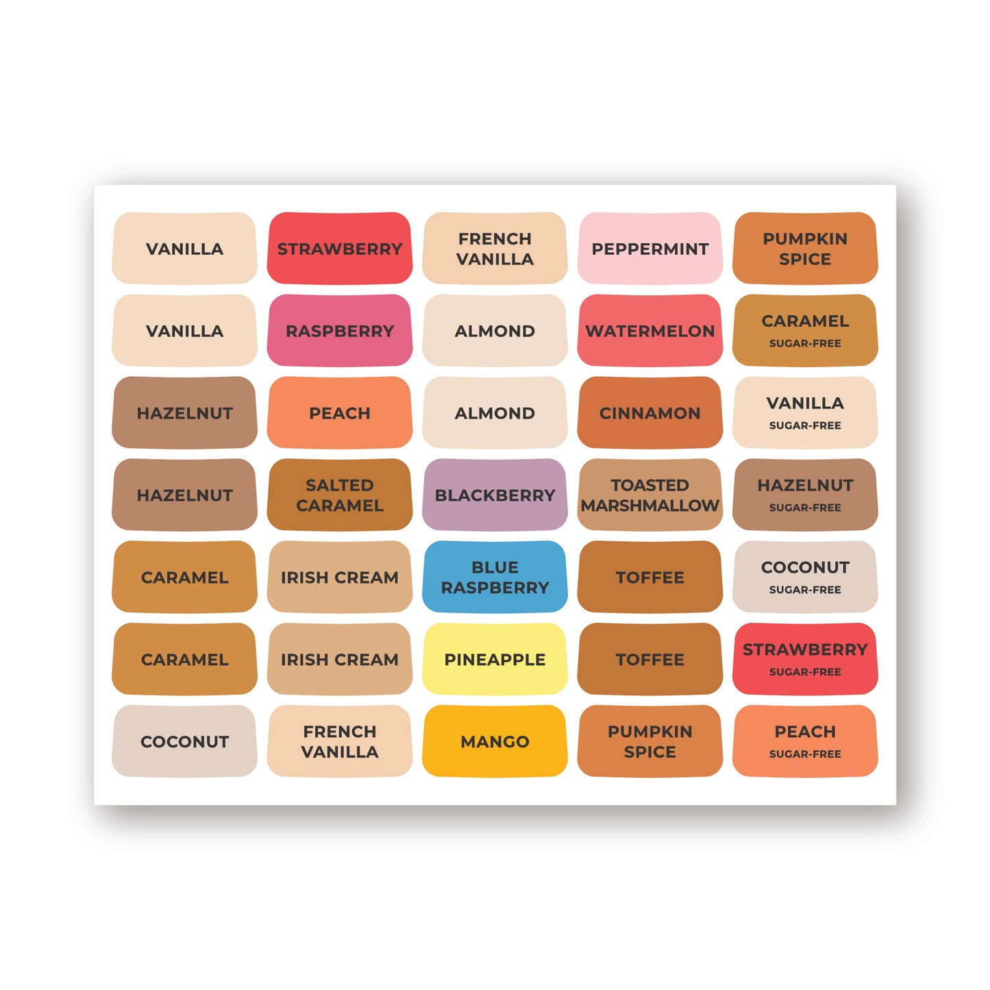 Bottle Flavor Tag sheet (Free with the purchase of bottles)