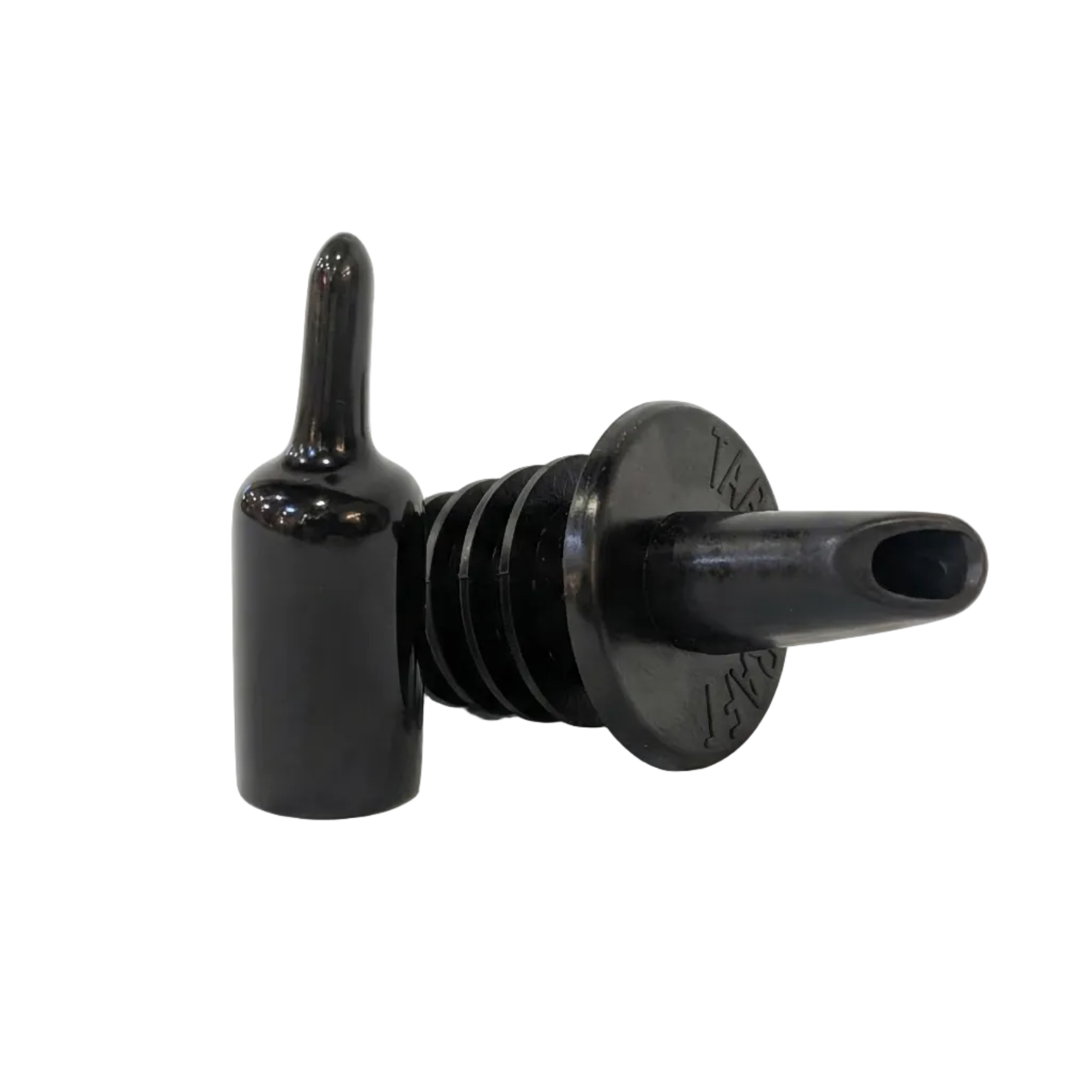 Black bottle stopper on a white background