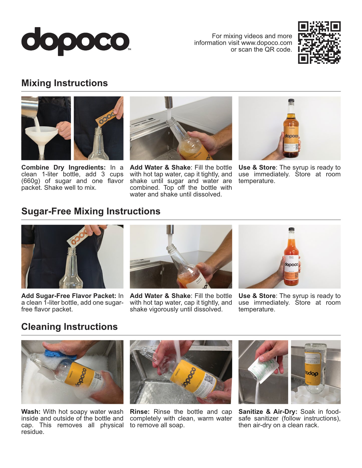 Mixing & Cleaning Instructions Card